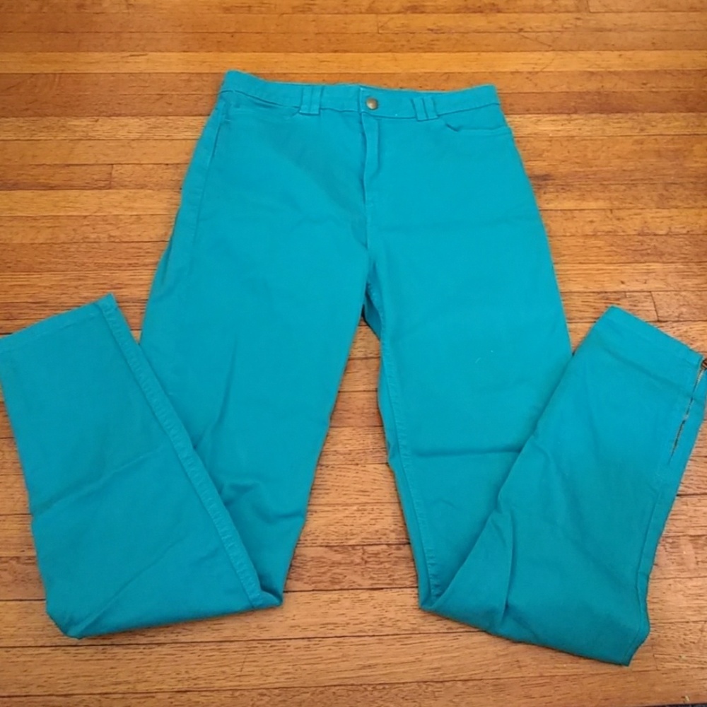 Mermaid green AA 31 side zip jeans